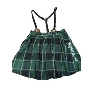 HARRY POTTER Slytherin wizarding world green tartan XL women's tartan suspenders